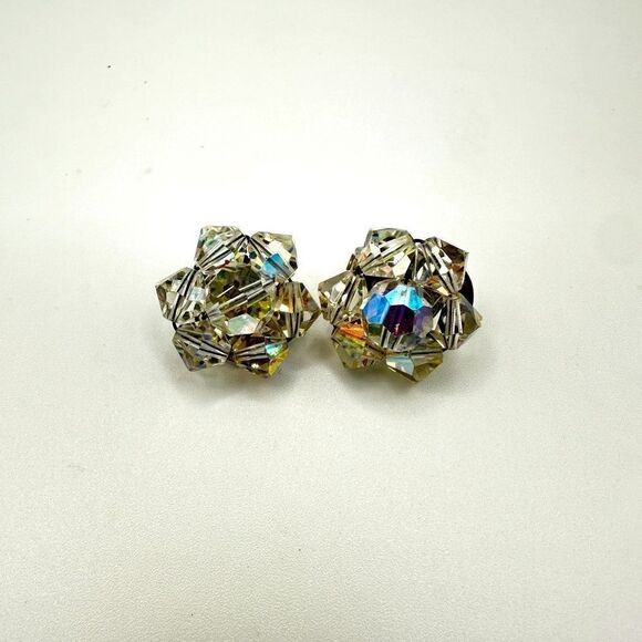 Vintage Aurora Borealis Crystal Clip on earrings! - Picture 1 of 7